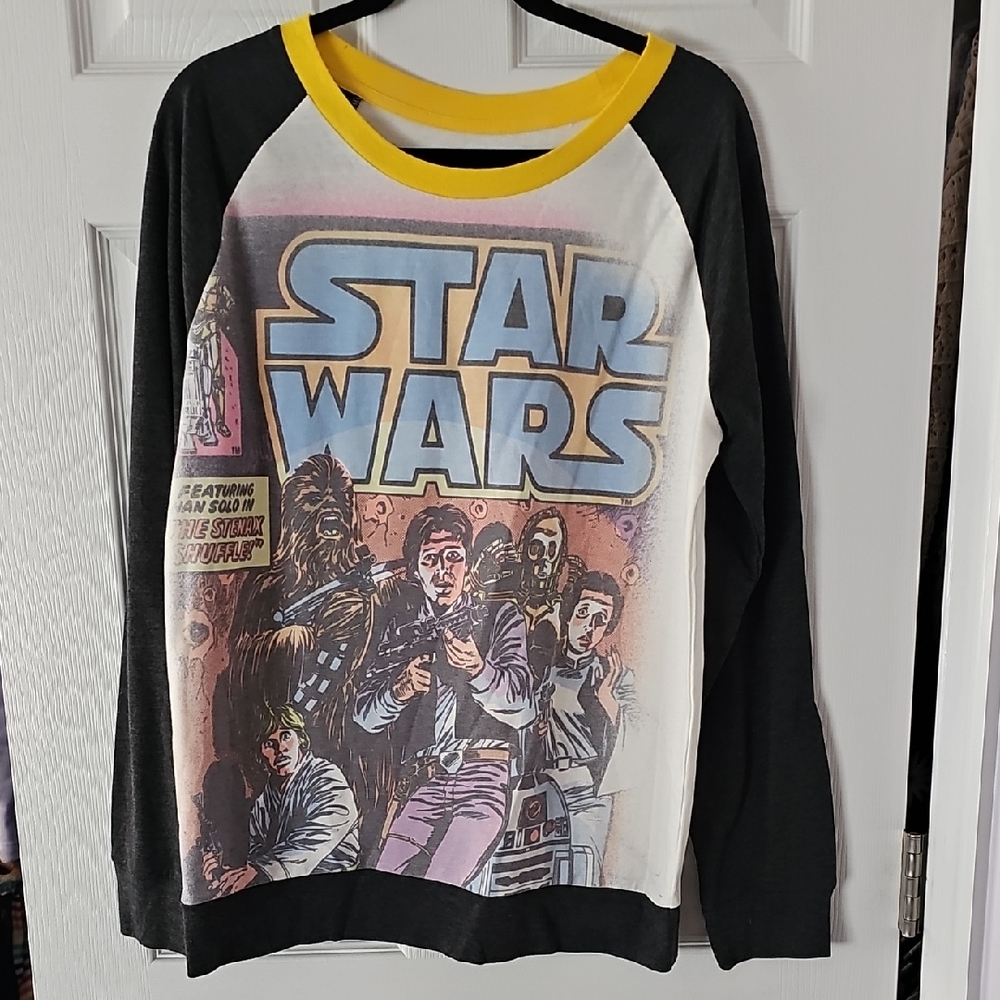 Star Wars Long-Sleeve Top - Black, White & Yellow Trim